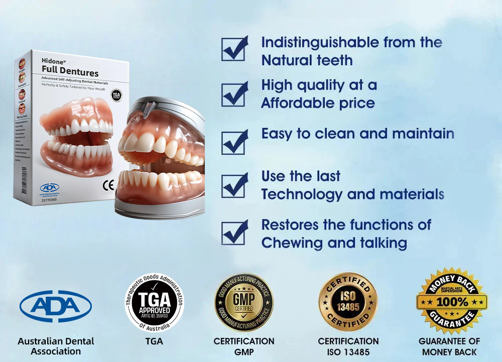 HidoneĀ® Full Denture Setš¦·š¦·šAdvanced Self-Adjusting Dental Materials (ā°Limited time discount last 30 minutesā°)